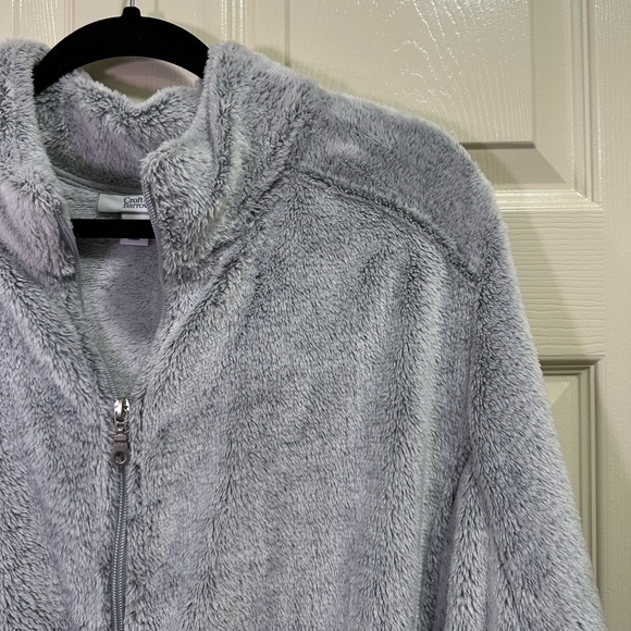 Croft & Barrow Full Zip Up Minky Jacket Women’s Plus Size Fuzzy Soft Gray 3X NWT - Picture 2 of 4